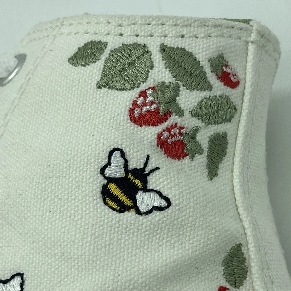 Converse CTAS Girls 3 Hi-Top Floral Embroidered Bee Strawberries Coquette Shoes